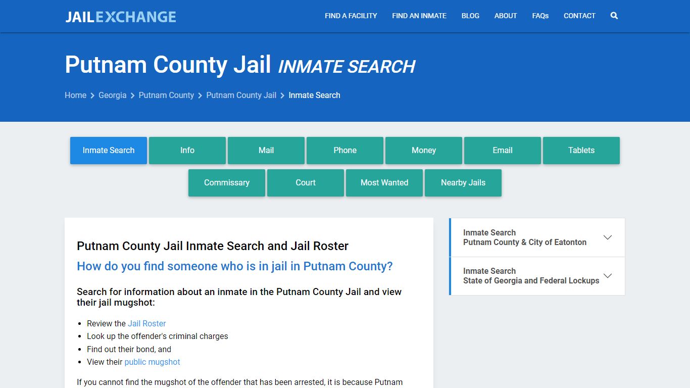 Inmate Search: Roster & Mugshots - Putnam County Jail, GA